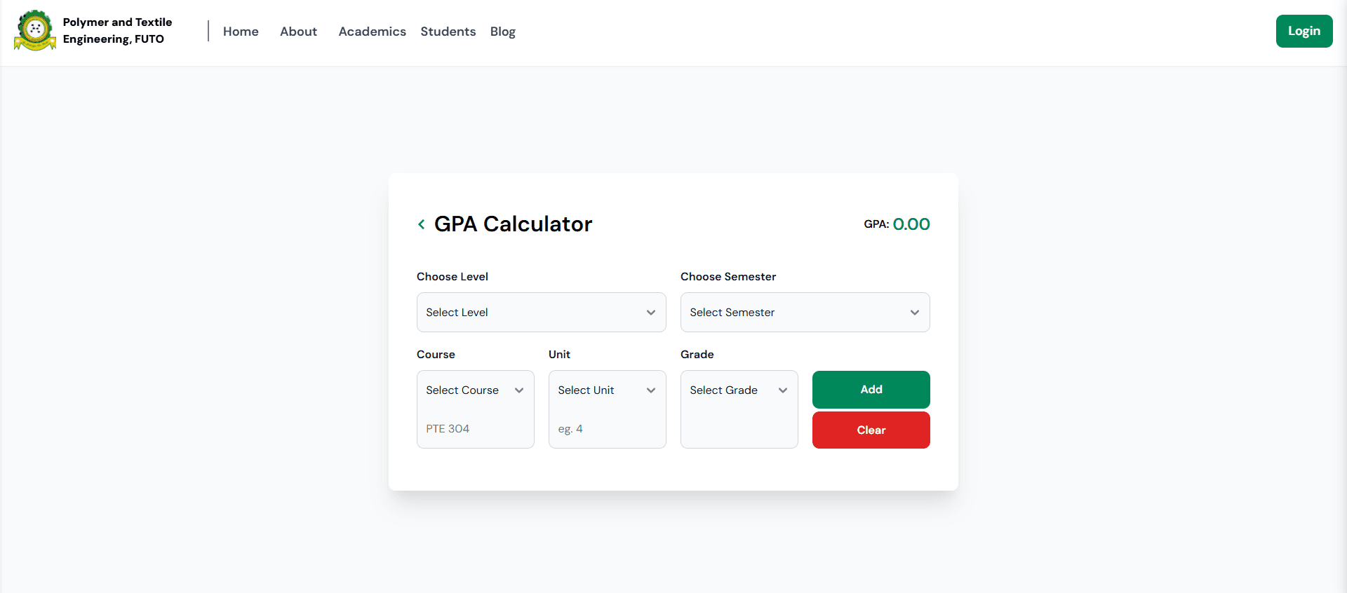 GPA Calculator & Blog — PTE-FUTO by Christian Mbah